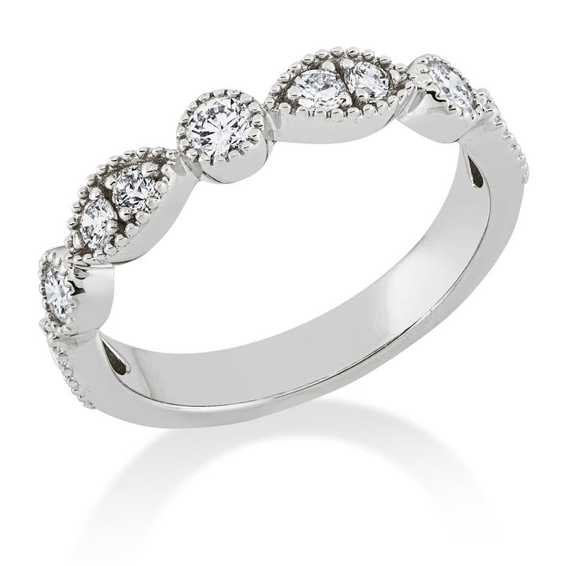 Image 90001256 - Ring 18 kt WG, 3 Brillanten 0,27 ct, W-si, 8 Brillanten 0,35 ct, W-si, B:3,7 mm, ...