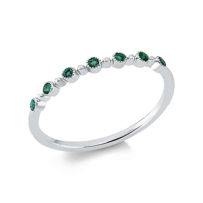 Image 90001260 - Ring 18 kt WG, 7 Smaragde 0,10 ct grün, H:17,7 mm, B:1,9 mm, ...