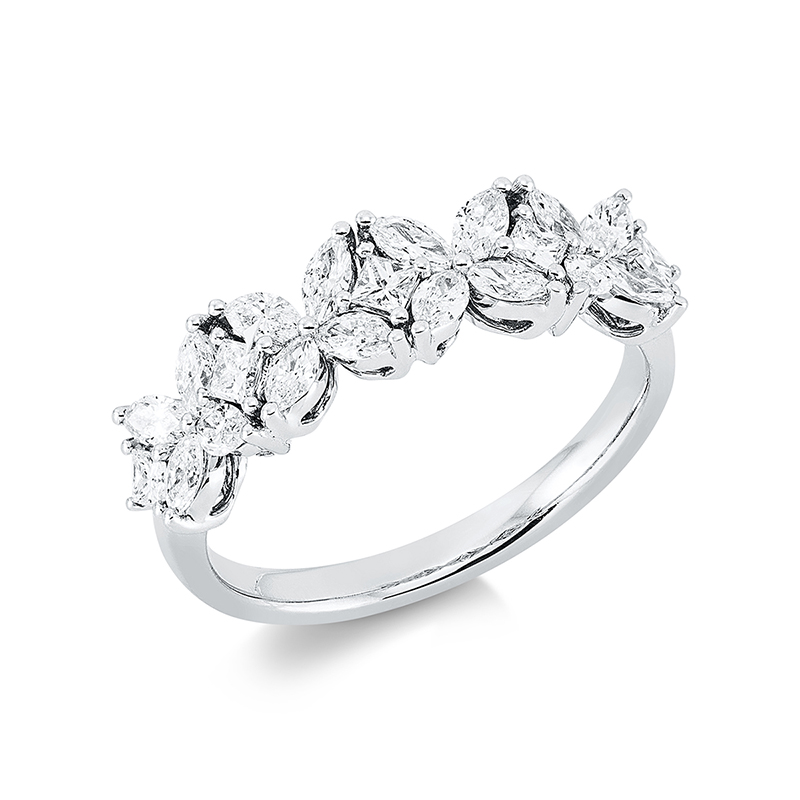 Image 90001269 - Ring 18 kt WG, 5 Princ. 0,23 ct, TW-si, 16 Navette 0,70 ct, TW-si, B:5,7 mm, ...
