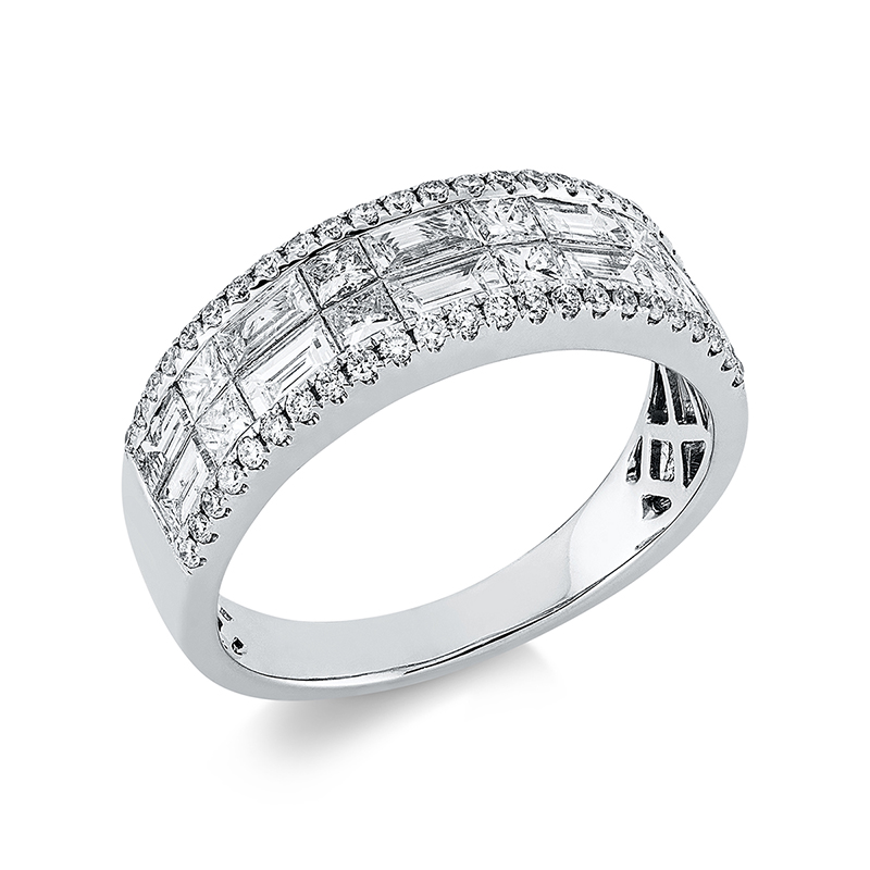 Image 90001275 - Ring 18 kt WG, 10 Baguette 0,84 ct, TW-si, 8 Princ. 0,37 ct, TW-si, 46 Brillanten 0,22 ...