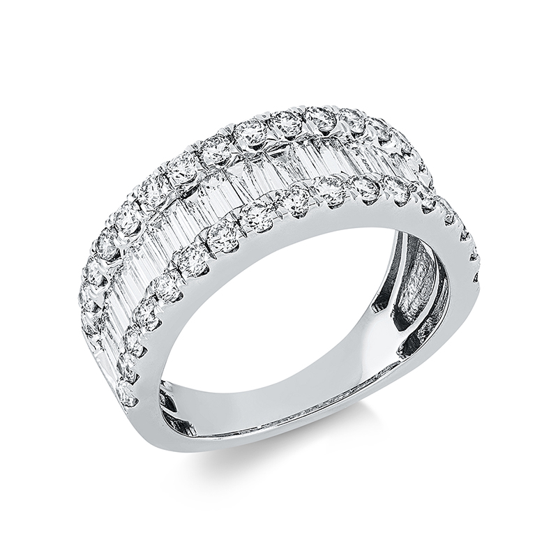 Image 90001277 - Ring 18 kt WG, 22 Brillanten 0,66 ct, TW-si, 25 Baguette 1,11 ct, TW-si, 12 Brillanten ...
