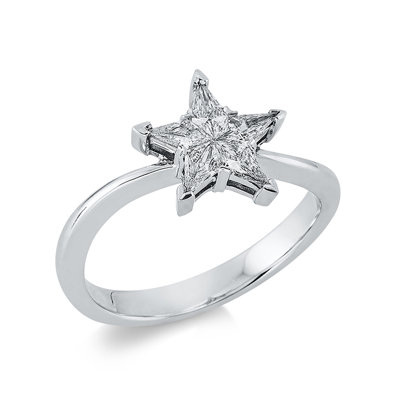 Image 90001279 - Ring 18 kt WG Stern, 5 Fant-Schl. 0,40 ct, F-vvs, H:10,6 mm, B:10,2 mm, ...