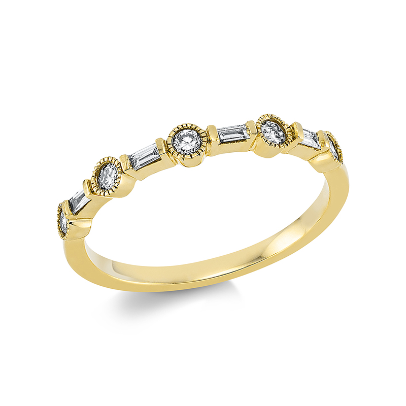 Image 90001302 - Ring 18 kt GG, 5 Brillanten 0,17 ct, TW-si, 4 Baguette 0,08 ct, TW-si, ...