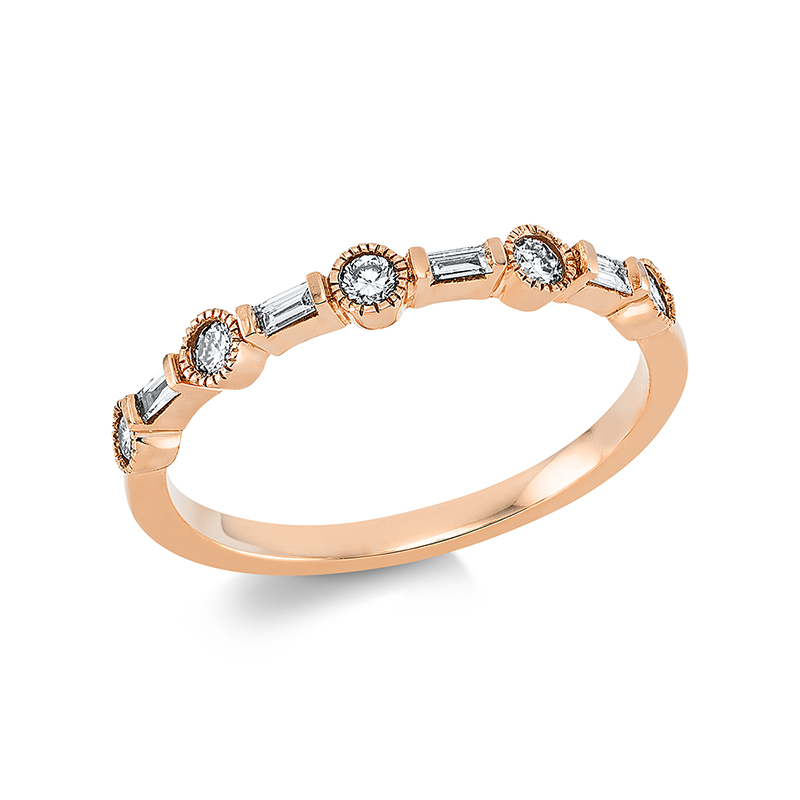 Image 90001303 - Ring 18 kt RG, 5 Brillanten 0,17 ct, TW-si, 4 Baguette 0,08 ct, TW-si, ...
