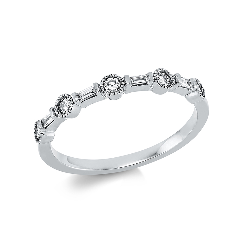 Image 90001304 - Ring 18 kt WG, 5 Brillanten 0,17 ct, TW-si, 4 Baguette 0,08 ct, TW-si, ...
