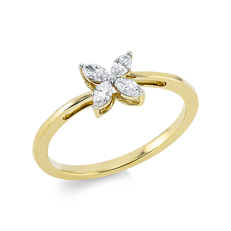 Image 90001306 - Ring 18 kt GG, 4 Navette 0,27 ct, TW-si, H:6,3 mm, B:6,1 mm, ...