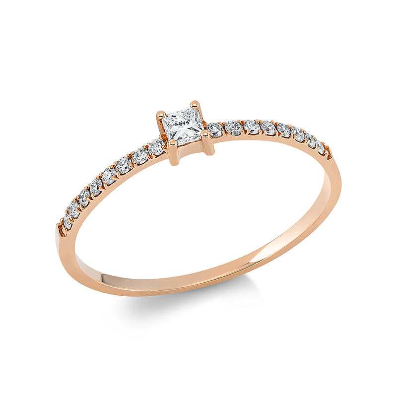 Image 90001307 - Ring 14 kt RG, 1 Princ. 0,10 ct, F-vsi, 16 Brillanten 0,11 ct, F-si, ...