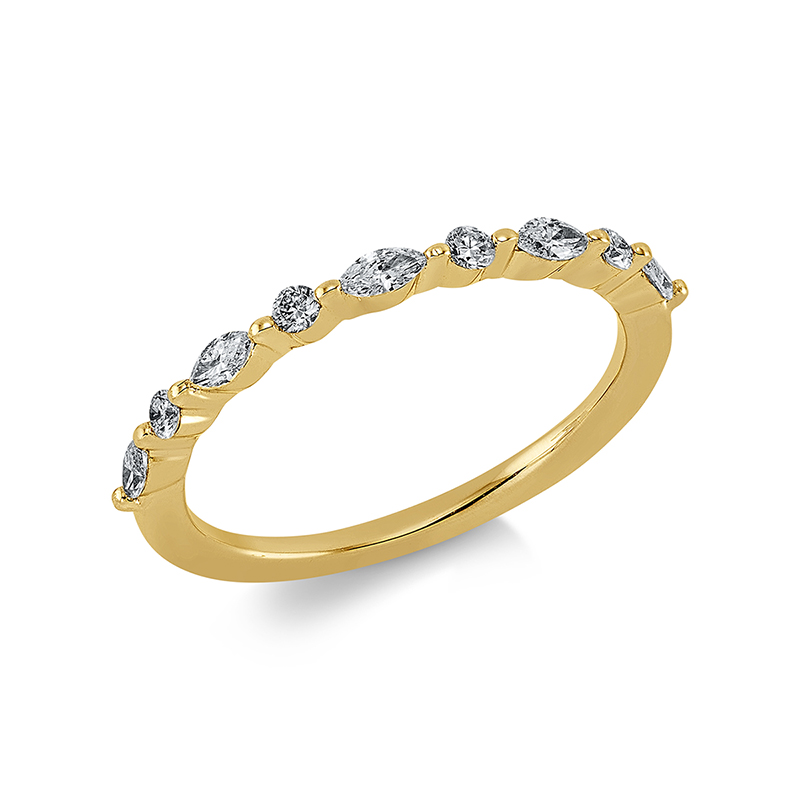 Image 90001314 - Ring 18 kt GG, 5 Navette 0,19 ct, TW-si, 4 Brillanten 0,09 ct, TW-si, ...