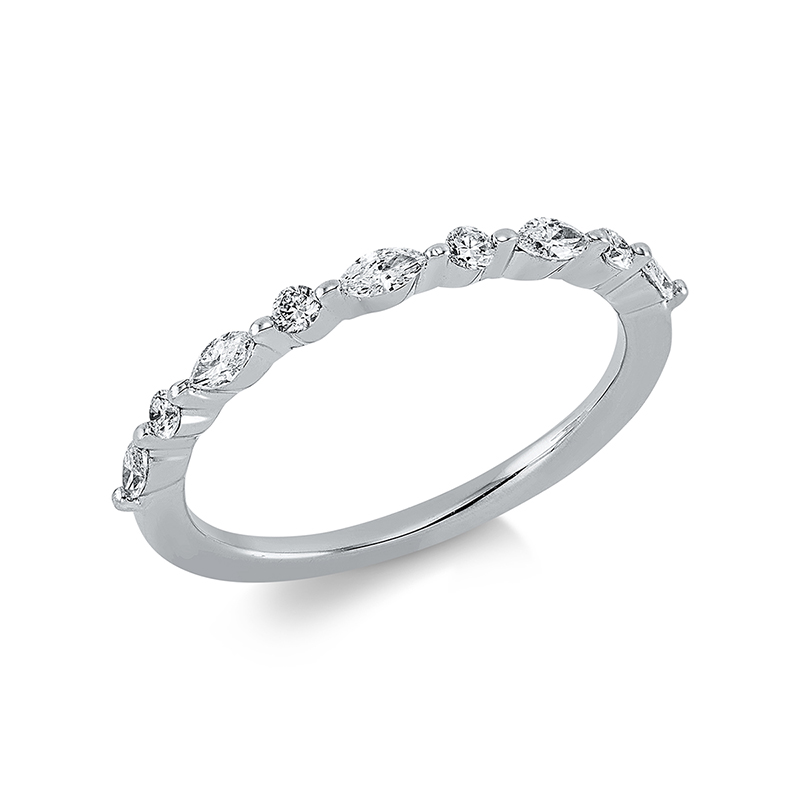 Image 90001315 - Ring 18 kt WG, 5 Navette 0,20 ct, TW-si, 4 Brillanten 0,09 ct, TW-si, ...