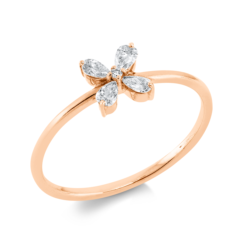 Image 90001324 - Ring 18 kt RG, 4 Tropfen 0,18 ct, TW-vsi, 1 Brill. 0,01 ct, TW-si, ...
