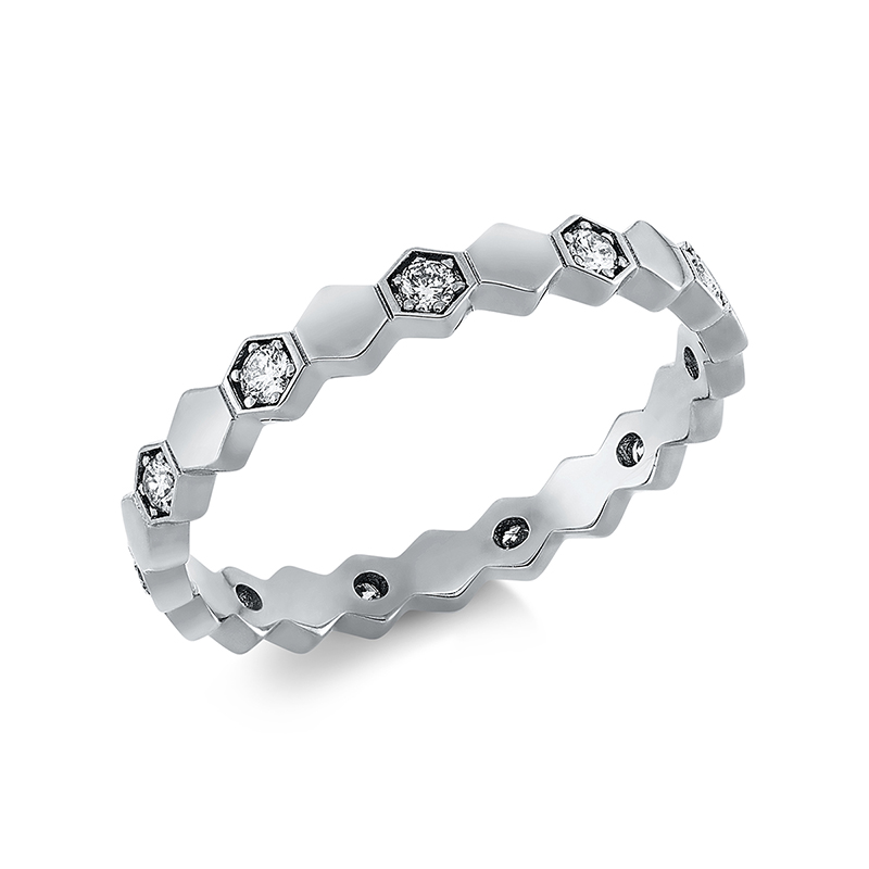 Image 90001339 - Ring 18 kt WG, 11 Brillanten 0,26 ct, W-si, Weite:54 =*=*= Unterkategorie: Modern ...