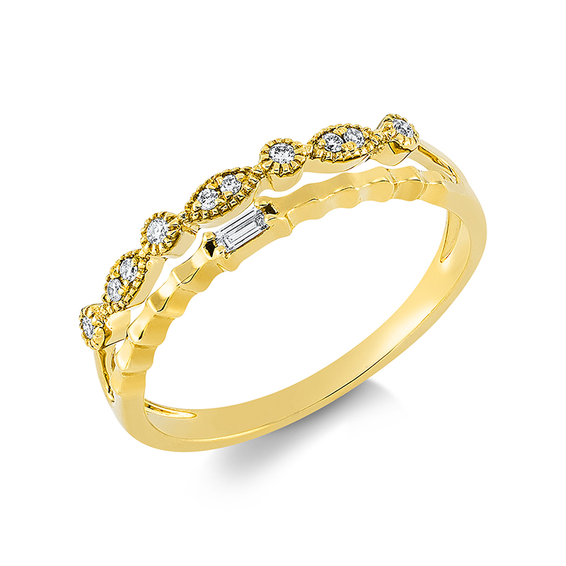 Image 90001342 - Ring 18 kt GG, 1 Bag. 0,02 ct, TW-si, 10 Brillanten 0,07 ct, TW-si, ...