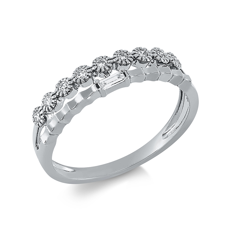 Image 90001343 - Ring 18 kt WG, 1 Bag. 0,03 ct, TW-si, 9 Brillanten 0,12 ct, TW-si, ...