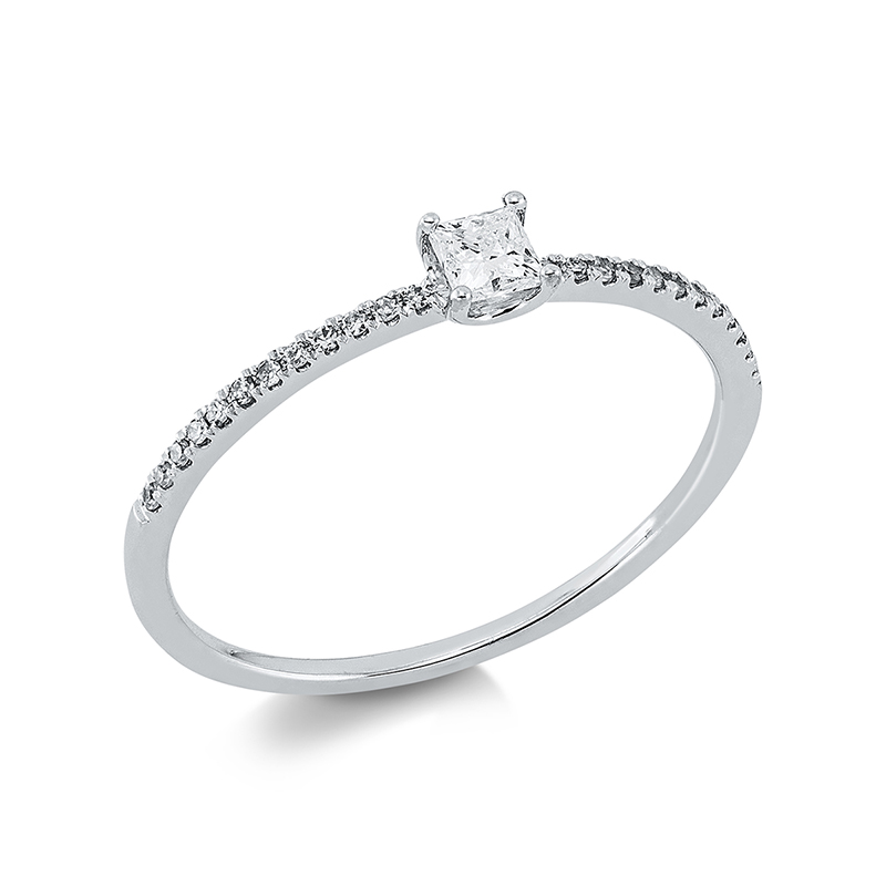 Image 90001354 - Ring 18 kt WG, 1 Princ. 0,13 ct, TW-si, 24 Diamanten 0,06 ct, W-si, ...