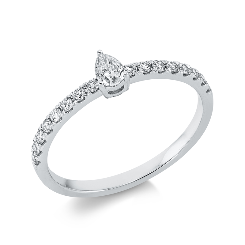 Image 90001391 - Ring 18 kt WG, 1 Tropfen 0,15 ct, TW-si, 16 Brillanten 0,22 ct, W-si, ...