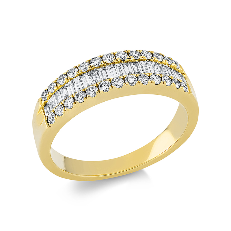 Image 90001410 - Ring 18 kt GG, 21 Baguette 0,39 ct, TW-si, 28 Brillanten 0,45 ct, TW-si, B:6,5 mm, ...