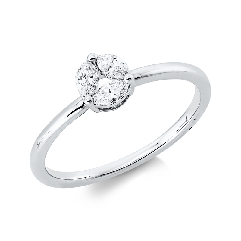 Image 90001415 - Ring 18 kt WG, 3 Navette 0,22 ct, TW-vsi, Weite:53 =*=*= Unterkategorie: Illusion ...