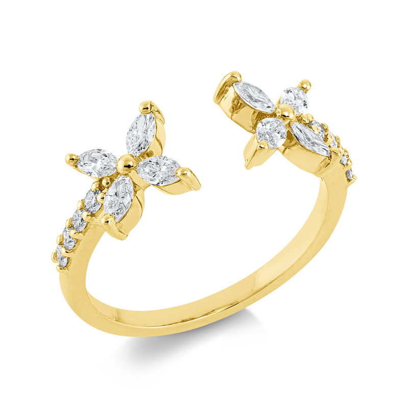 Image 90001420 - Ring 18 kt GG, Fassung rhodiniert, 8 Navette 0,41 ct, TW-vsi, 8 Brillanten 0,15 ct, ...