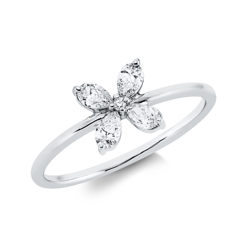 Image 90001425 - Ring 18 kt WG, 4 Tropfen 0,30 ct, TW-vsi, 1 Brill. 0,01 ct, TW-si, ...