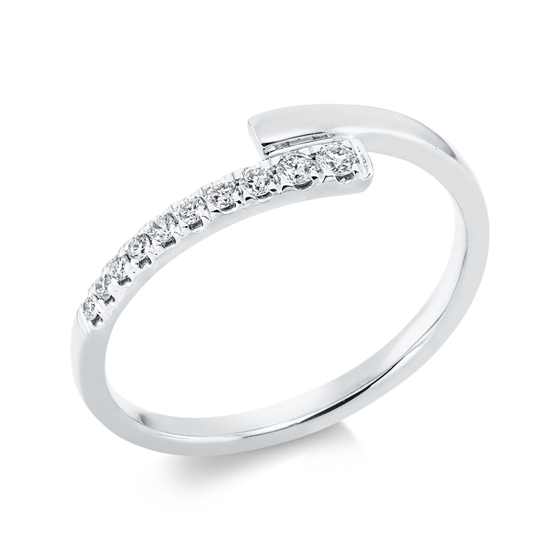 Image 90001426 - Ring 18 kt WG, 4 Brillanten 0,03 ct, TW-si, 6 Brillanten 0,09 ct, TW-si, ...