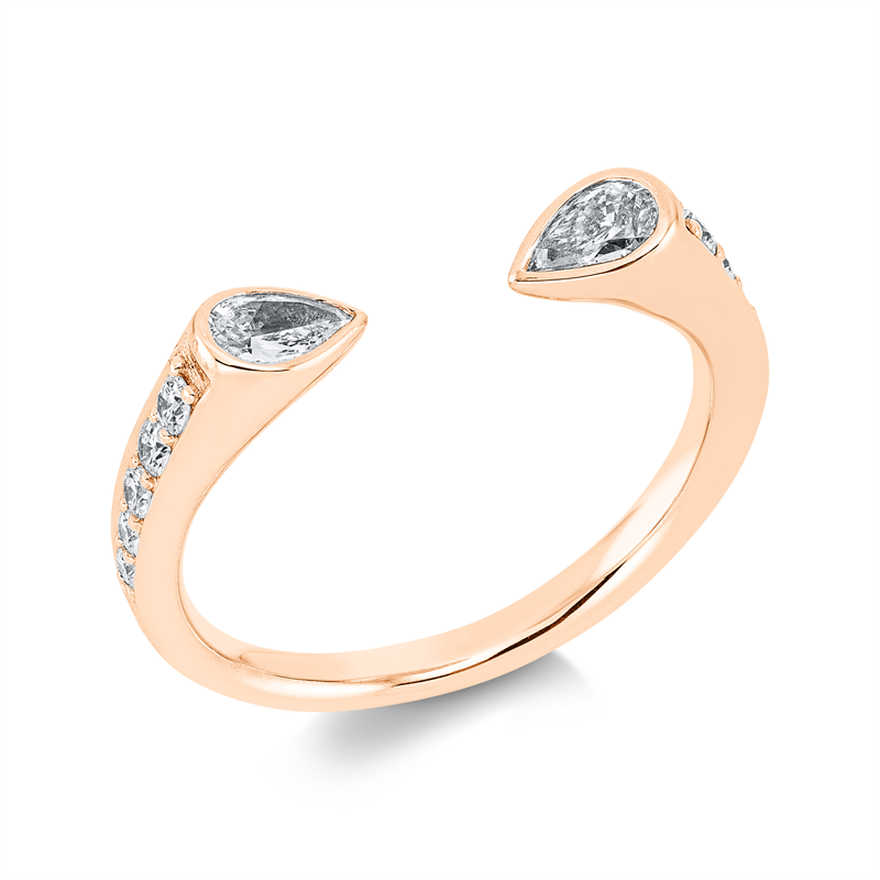 Image 90001428 - Ring 18 kt RG, 2 Tropfen 0,29 ct, TW-vsi, 10 Brillanten 0,18 ct, TW-vsi, ...