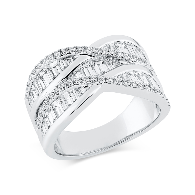 Image 90001432 - Ring 18 kt WG, 38 Baguette 1,79 ct, TW-vsi, 50 Brillanten 0,33 ct, TW-si, ...