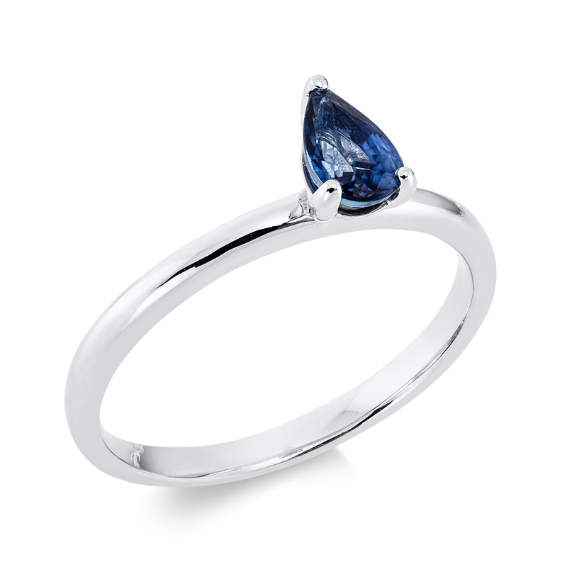 Image 90001434 - Ring 3er-Krappe 18 kt WG Tropfen, 1 Saphir 0,57 ct blau, Weite:53 =*=*= Unterkategorie: ...