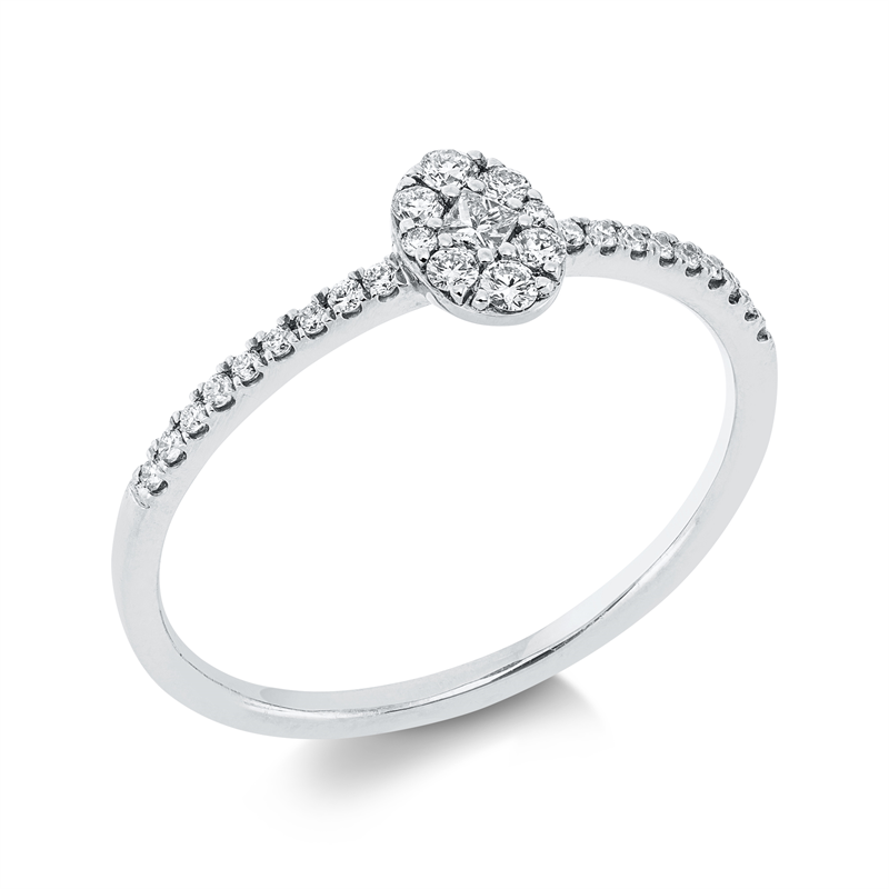 Image 90001442 - Ring 18 kt WG, 6 Brillanten 0,08 ct, TW-pi, 1 Princ. 0,04 ct, TW-si, 20 Brillanten 0,08 ...