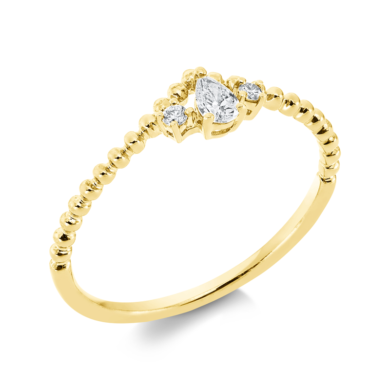 Image 90001443 - Ring 18 kt GG, 1 Tropfen 0,10 ct, TW-vsi, 2 Brillanten 0,03 ct, TW-pi, ...