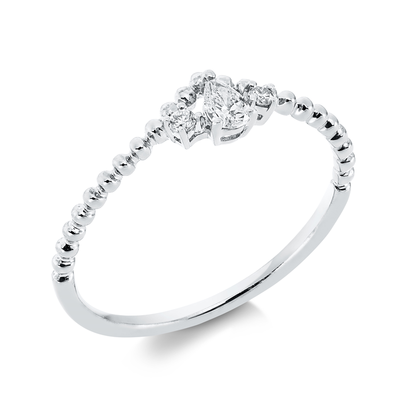 Image 90001445 - Ring 18 kt WG, 2 Brillanten 0,04 ct, TW-pi, 1 Tropfen 0,09 ct, TW-vsi, ...