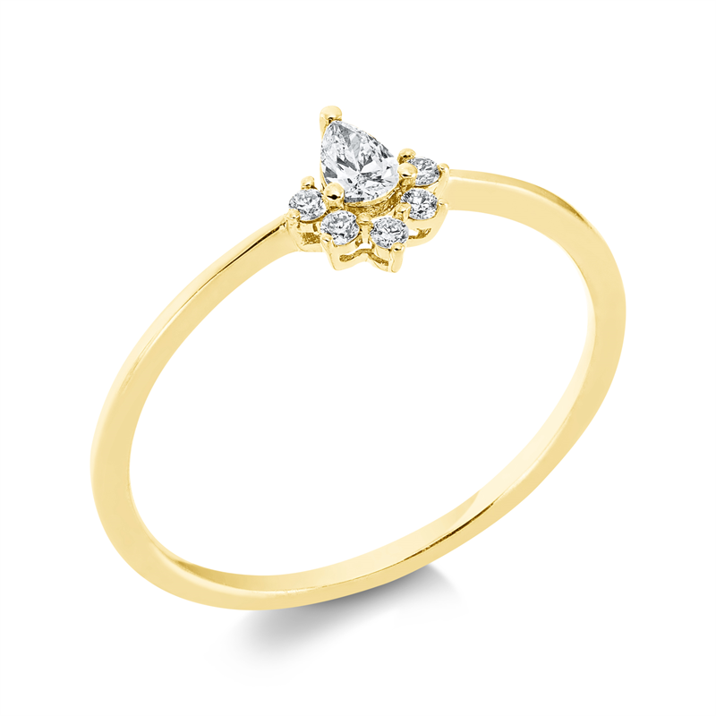 Image 90001446 - Ring 18 kt GG, 1 Tropfen 0,10 ct, TW-vsi, 5 Brillanten 0,05 ct, TW-pi, ...
