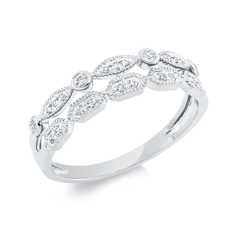 Image 90001451 - Ring 18 kt WG, 4 Brillanten 0,05 ct, TW-si, 10 Brillanten 0,07 ct, TW-si, 9 Brillanten ...