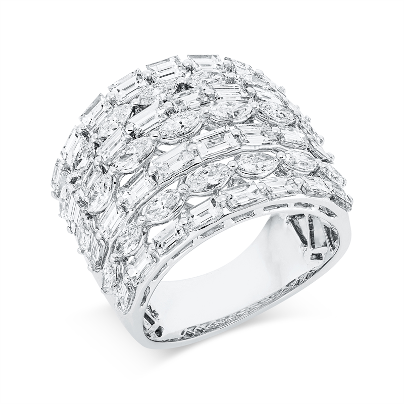 Image 90001453 - Ring 18 kt WG, 21 Navette 1,66 ct, TW-si, 32 Sm.schliff 2,88 ct, TW-si, ...