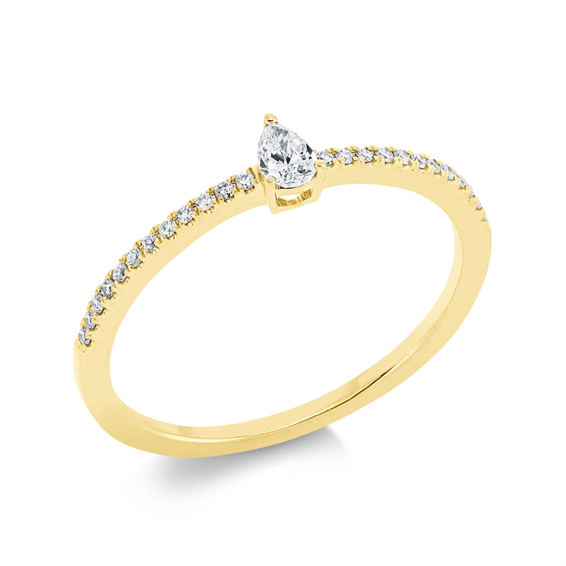 Image 90001458 - Ring 18 kt GG, 1 Tropfen 0,10 ct, TW-si, 24 Brillanten 0,08 ct, TW-si, ...