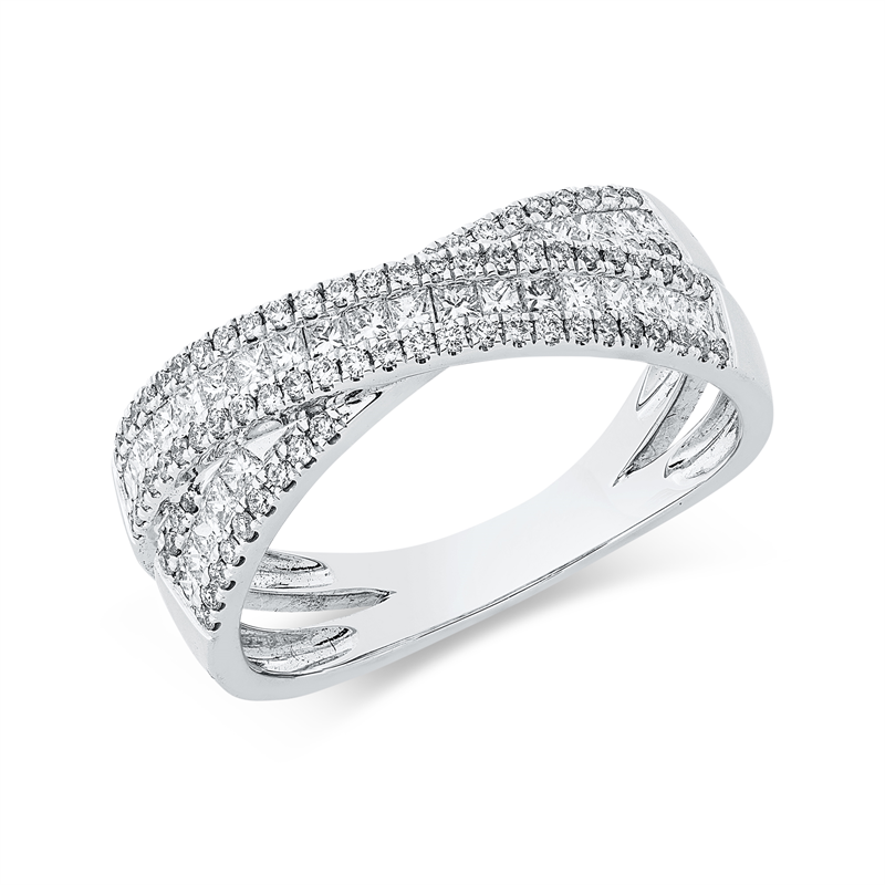 Image 90001459 - Ring 18 kt WG, 29 Princ. 0,38 ct, TW-si, 78 Brillanten 0,26 ct, TW-si, B:7,4 mm, ...