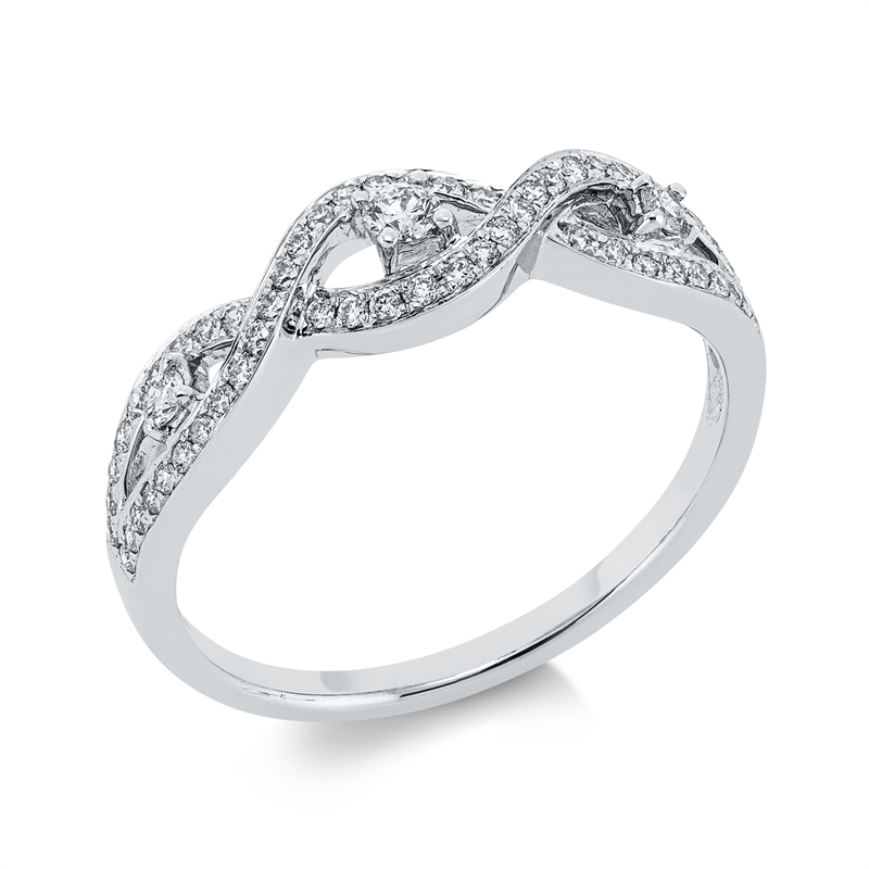 Image 90001490 - Ring 18 kt WG, 1 Brill. 0,05 ct, TW-si, 58 Brillanten 0,24 ct, TW-si, ...
