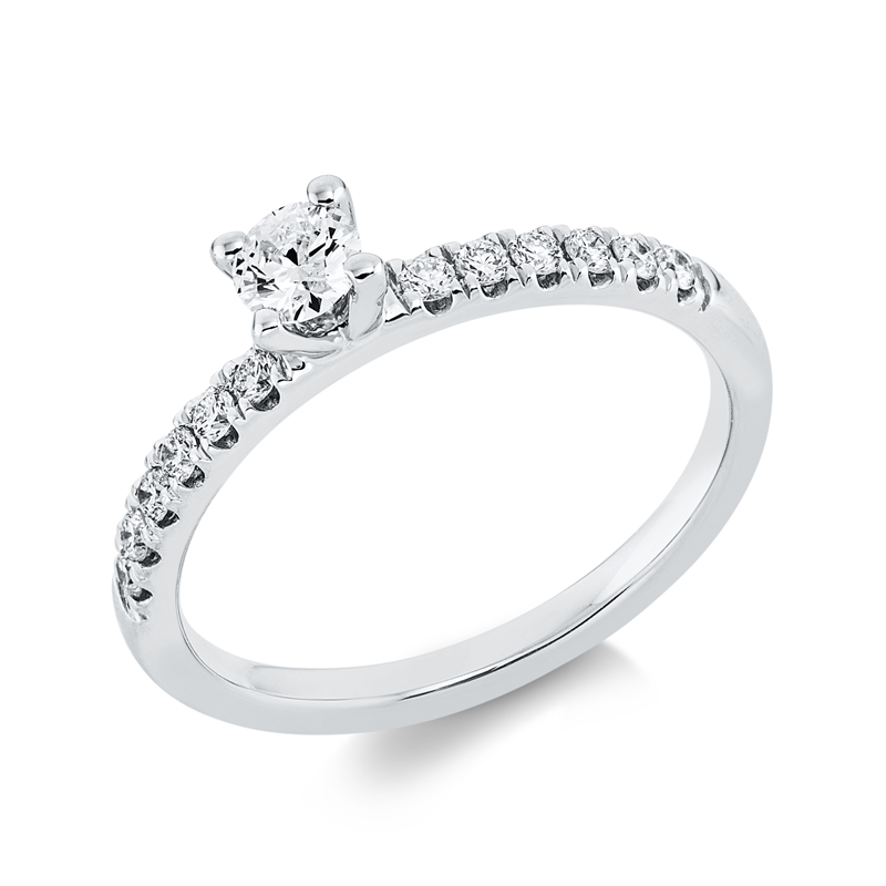 Image 90001493 - Ring 4er-Krappe 18 kt WG, 1 Brill. 0,20 ct, TW-si, 12 Brillanten 0,17 ct, TW-si, ...