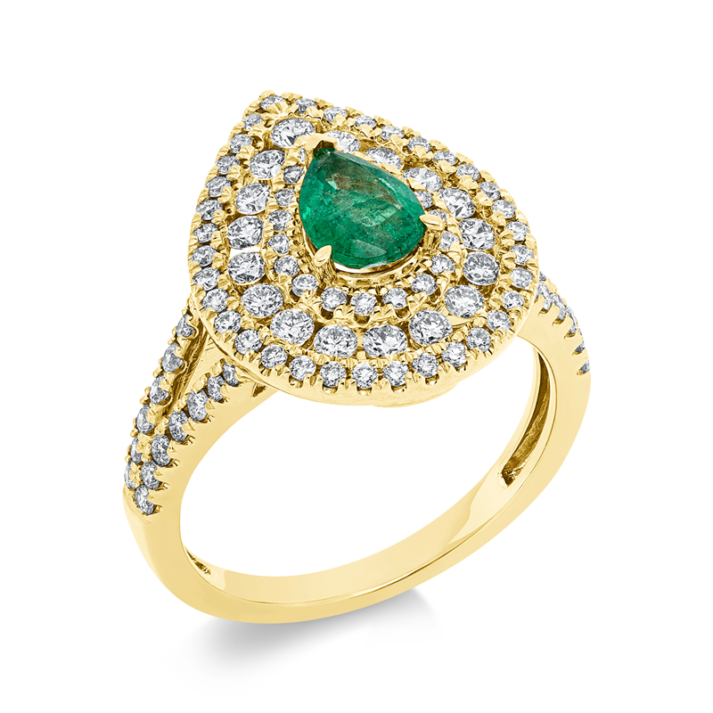 Image 90001502 - Ring 18 kt GG, 17 Brillanten 0,52 ct, F-vsi/si, 60 Brillanten 0,40 ct, F-vsi/si, 20 ...