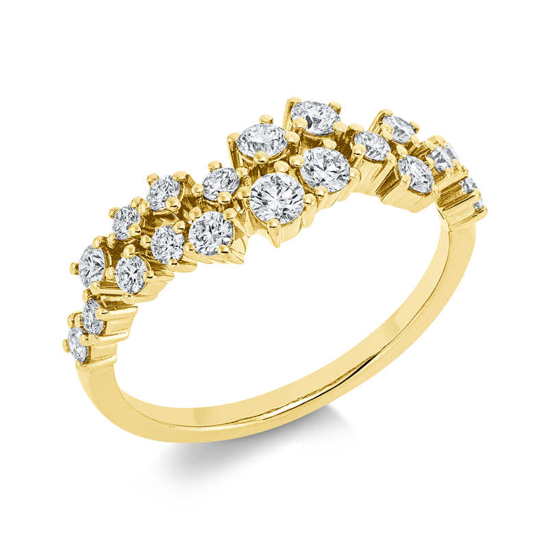 Image 90001531 - Ring 18 kt GG, 3 Brillanten 0,20 ct, F-vsi, 1 Brill. 0,09 ct, F-vsi, 15 Brillanten 0,49 ...