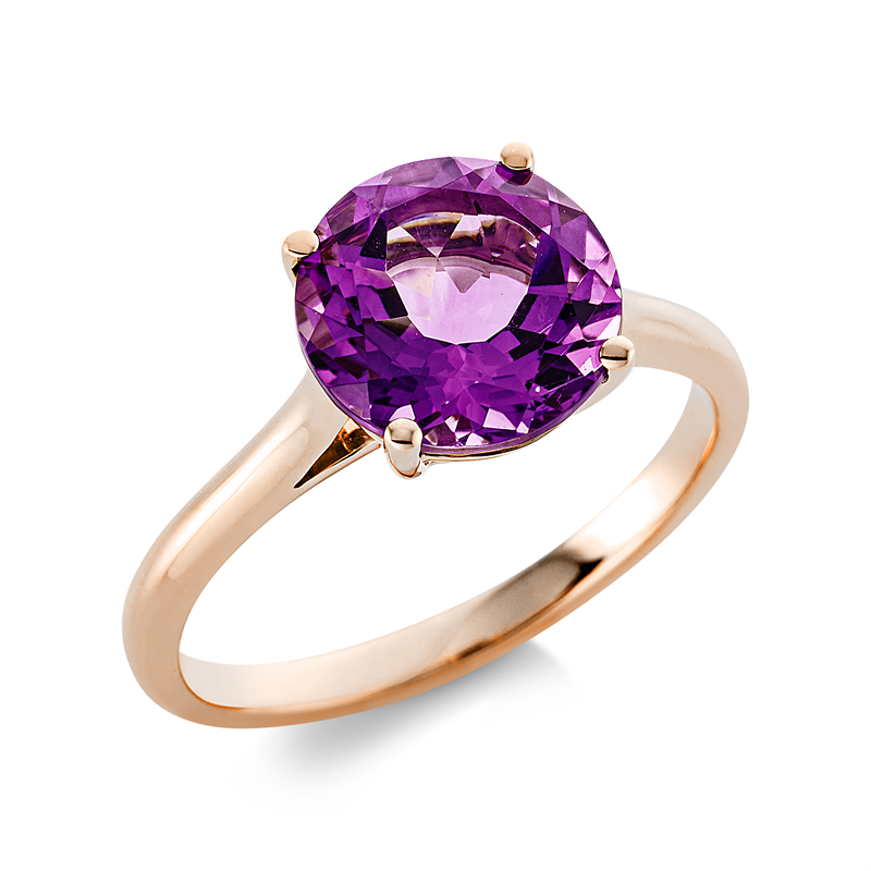 Image 90001534 - Ring 4er-Krappe 18 kt RG, 1 Amethyst 3,00 ct pink, H:9,0 mm, B:9,0 mm, ...