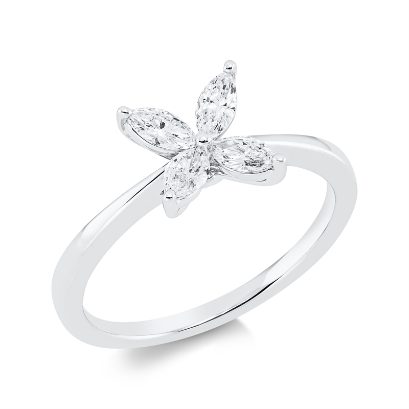 Image 90001541 - Ring 18 kt WG, 4 Navette 0,50 ct, TW-vsi/si, H:7,8 mm, B:7,8 mm, ...