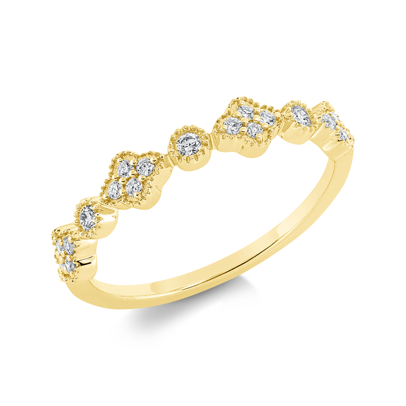 Image 90001542 - Ring 18 kt GG, 3 Brillanten 0,06 ct, TW-si, 16 Brillanten 0,12 ct, TW-si, ...
