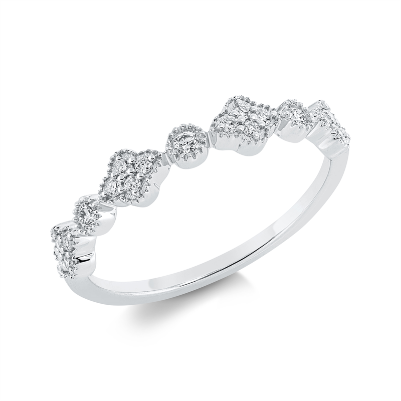 Image 90001543 - Ring 18 kt WG, 3 Brillanten 0,06 ct, TW-si, 16 Brillanten 0,12 ct, TW-si, ...