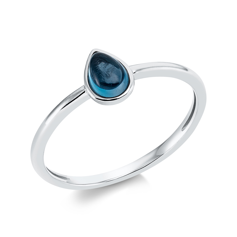 Image 90001546 - Ring 18 kt WG Tropfen, 1 Topas 0,61 ct Lond. blue, H:5,1 mm, B:6,9 mm, ...