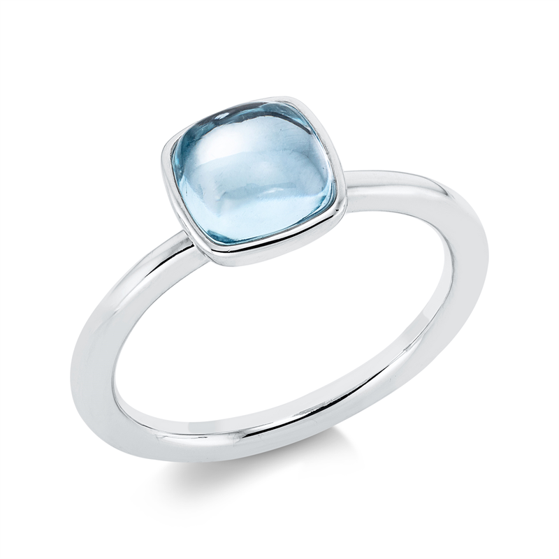 Image 90001551 - Ring 18 kt WG cushion, 1 Topas 1,93 ct sky blue, H:8,2 mm, B:8,2 mm, ...