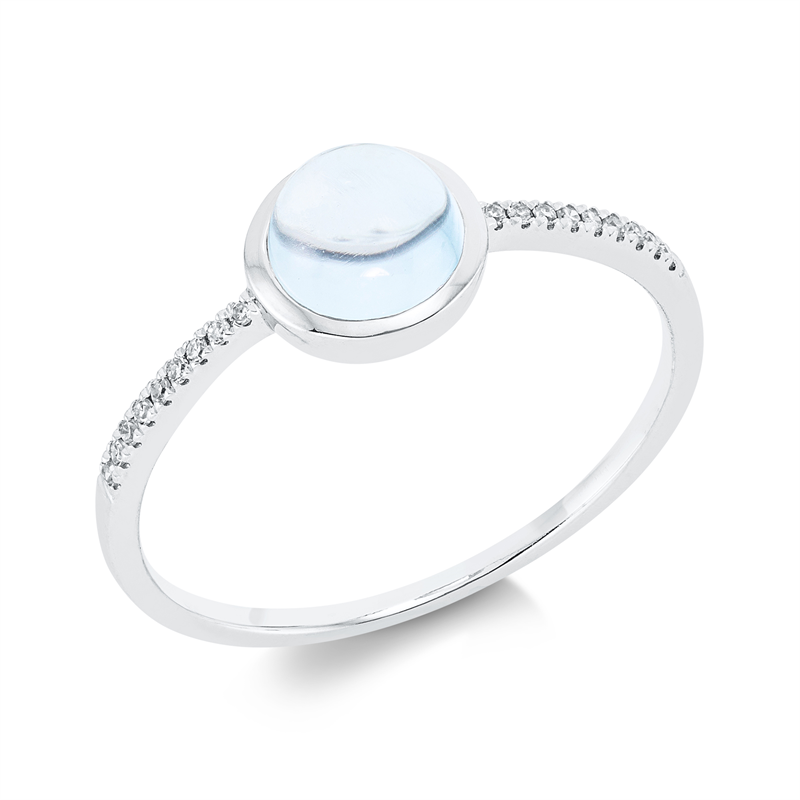 Image 90001553 - Ring 18 kt WG rund, 18 Diamanten 0,05 ct, TW-si, 1 Topas 1,26 ct sky blue, H:7,4 mm, ...