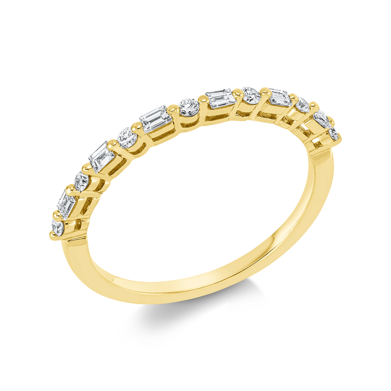 Image 90001558 - Ring 18 kt GG, 6 Baguette 0,16 ct, TW-si, 7 Brillanten 0,10 ct, TW-si, B:1,6 mm, ...