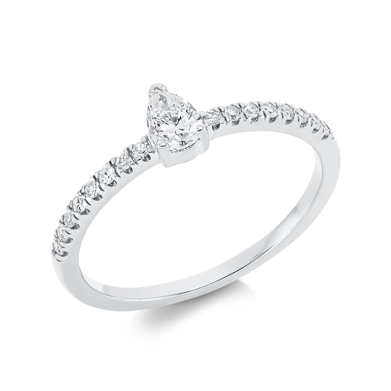 Image 90001559 - Ring 3er-Krappe 18 kt WG Tropfen, 1 Tropfen 0,26 ct, TW-si, 16 Diamanten 0,12 ct, TW-si, ...