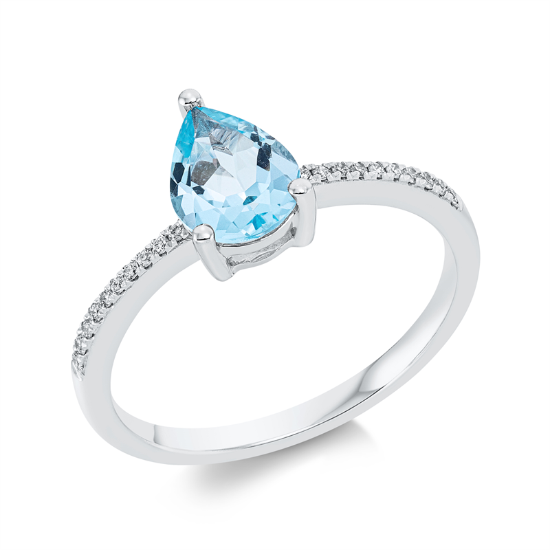 Image 90001526 - Ring 18 kt WG, 20 Brillanten 0,08 ct, TW-si, 1 Topas 1,31 ct sky blue, H:6,3 mm, B:8,7 ...