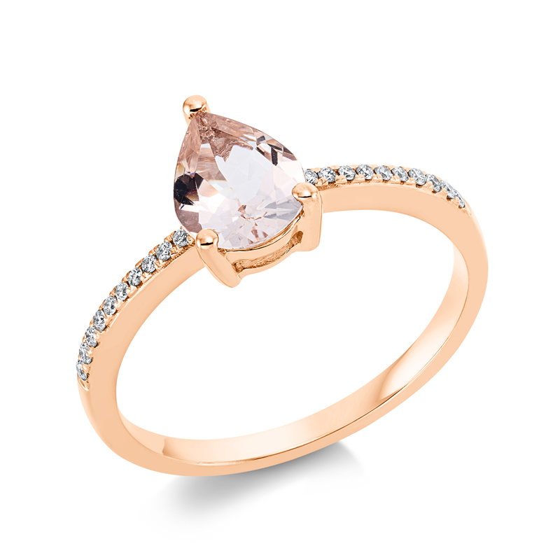 Image 90001528 - Ring 18 kt RG, 20 Brillanten 0,08 ct, TW-si, 1 Morganit 0,92 ct rosa, H:6,3 mm, B:8,7 mm, ...